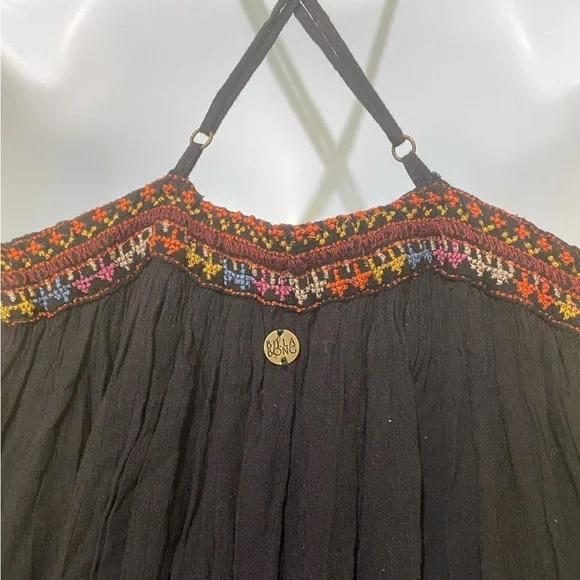 Billabong Wild Skies Maxi Dress Embroidered Empire Waist Gauze Cotton Festival - Picture 9 of 16